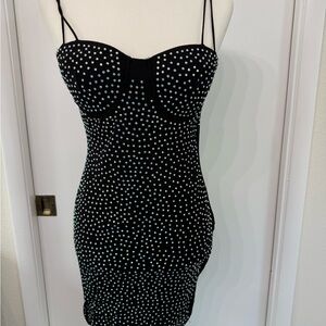 Haute Monde Black and White Polka Dot Mini Dress